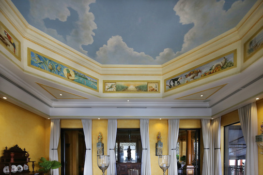 painted ceiling and murals